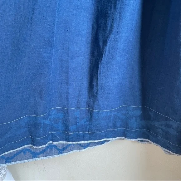 Inijiri blue cotton midi dress size 42 hand loomed indigo size fits S M L - Picture 12 of 15